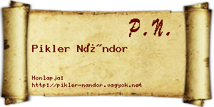 Pikler Nándor névjegykártya